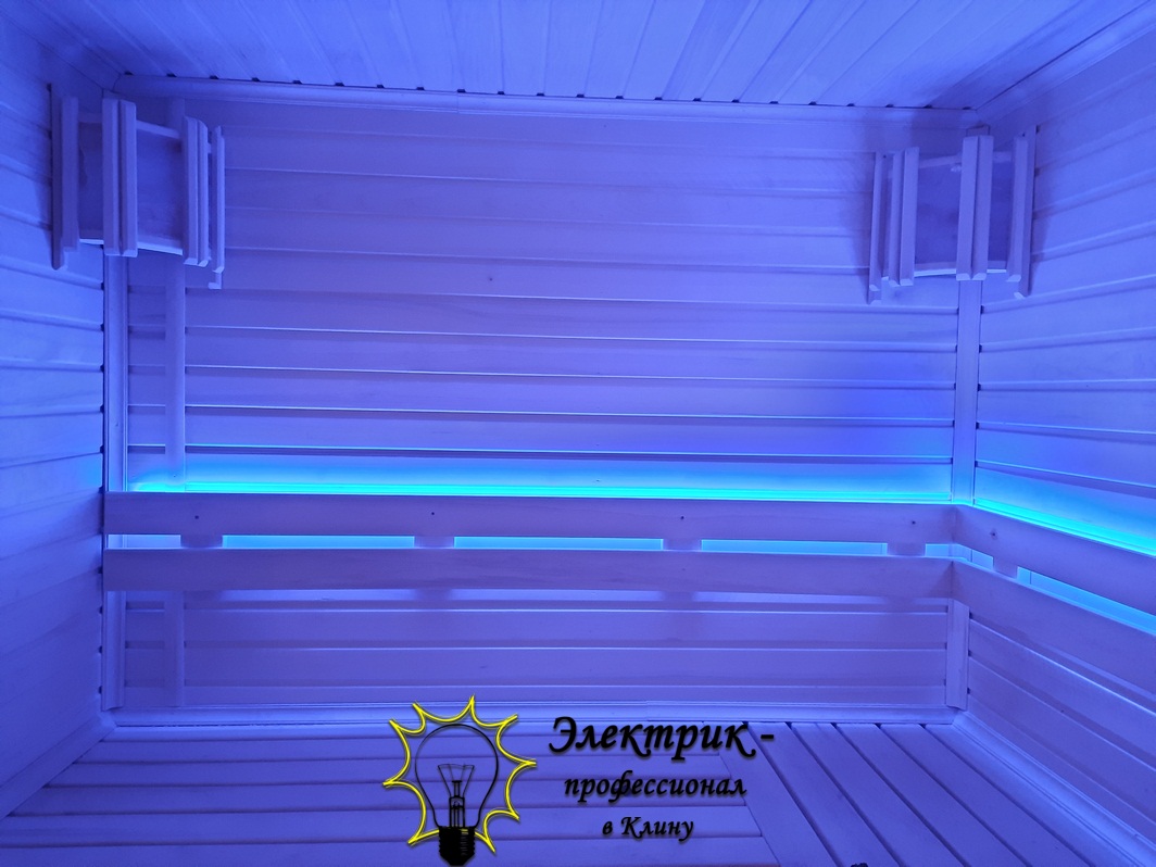 Монтаж подсветки в парной